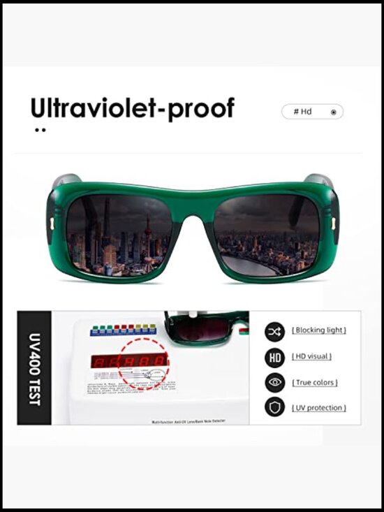 Retro Oversize Square Frame Sunglasses UV400 Protection Unisex main image 7